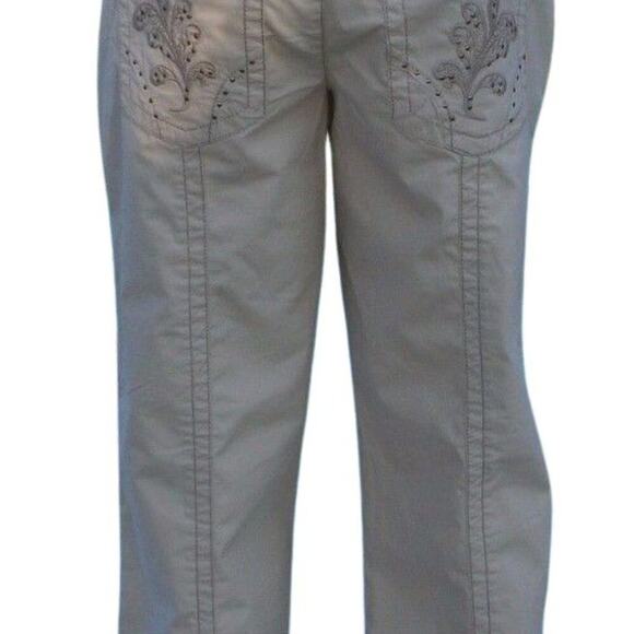 Cache Dressy Crop Pant Stretch Rhinestone Stud Adjust Length $98 Embellished NWT - Picture 10 of 10